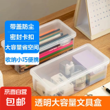 多功能文具盒笔盒收纳盒 透明桌面收纳神器带盖收纳箱ins风 书桌化妆品配件办公家用收纳 透明文具盒【1个装】 秒杀专享