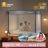 A类抑菌婴儿防摔围栏蚊帐三开门夜光蓝1.5米【蚊帐＋床单2条】