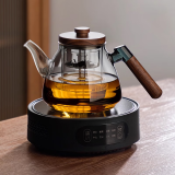 忆壶茶（YIHUTEA） 茶壶玻璃泡茶壶侧把过滤煮茶壶加厚耐热电陶炉烧水壶养生煮茶器 【1300瓦】1.2L蒸煮双胆煮茶套装