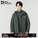 Jack Wolfskin狼爪冲锋衣男秋冬户外两件套防水大码抓绒三合一外套5012776 776-4136/石板绿 L 180/100A