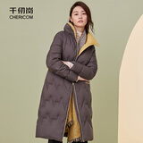 千仞岗秋冬季羽绒服中长款外套女士百搭休闲气质显瘦撞色反季保暖防寒服 哥特灰Y278085Y M 165