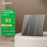 领普科技超薄智能开关E3 Pro AG玻璃蓝牙mesh2.0 已接入米家APP零火三键灰