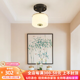 经典茗家照明 全铜吸顶灯新中式过道灯走廊玄关入户灯现代简约阳台飘窗门厅灯 单头吸顶灯（三色调光）/黑擦金