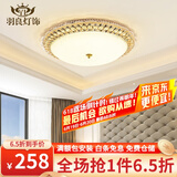 羽良 欧式卧室灯圆形吸顶灯现代轻奢led水晶房间灯饰奢华主卧次卧灯具 A款直径60cm（四挡三色）