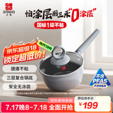 三禾0涂层微纳不粘奶锅宝宝辅食锅小奶锅奶锅泡面锅18cm黛青蓝LN18S1