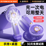 菲耐德手持小风扇桌面迷你小型便携式随身手拿户外办公室学生上课宿舍静音usb充电大风力长续航 【迷你款丨优雅紫】超轻盈丨3挡劲风 【全身清凉丨冰感体验】