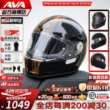 AVA王朝头盔复古四季男女全盔国潮玻璃钢机车碳纤维巡航摩托头盔 黑翅金-透明镜片【拍1发5】 特大-XL码【适合头围60-61cm】