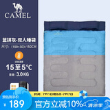 骆驼户外露营保暖便携式双人睡袋室内旅行加厚睡袋 A9W3F5150蓝拼灰