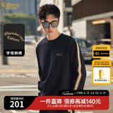 卡宾（CABBEEN）【老花拼接】圆领卫衣男2024早春新款宽松刺绣套头长袖打底衫 煤黑色01 L /175/50