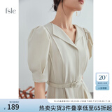 FANSILANEN夏季正式场合法式职业连衣裙女夏新款气质收腰面试裙子通勤连衣裙 米色 M