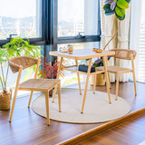 紫叶阳台桌椅三件套家用迷你茶几一桌两椅休闲现代简约藤椅阳台茶桌