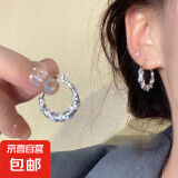 星星点点_缠绕闪钻耳扣女独特耳环气质高级感轻奢小众法式耳饰 银色缠绕镶钻耳环【一对装】