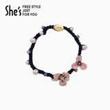 She's茜子梵高鸢尾花滴油发绳渐变花朵头绳扎马尾皮筋生日礼物送女友