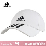 adidas阿迪达斯帽子男女休闲运动帽遮阳时尚潮流棒球帽网球帽户外鸭舌帽 白色条纹 FQ5411