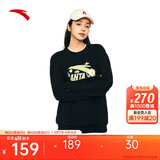 安踏休闲卫衣女冬季新款加绒保暖宽松显瘦上衣字母印花圆领运动服