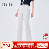FINITY夏季新款休闲裤直筒职业纯色高腰气质修身时尚裤子女 白色 M