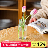 川岛屋透明玻璃小花瓶摆件客厅插花干花水养网红ins风玻璃瓶 玻璃花瓶(圆肚)