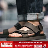 马登男士夏季新款凉鞋真皮软底防滑沙滩鞋休闲外穿轻便凉拖鞋 卡其色 42 (260mm)