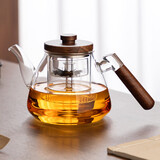 忆壶茶（YIHUTEA） 茶壶玻璃泡茶壶侧把过滤煮茶壶加厚耐热电陶炉烧水壶养生煮茶器 1200ML透明蒸煮双内胆侧把壶