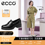 爱步（ECCO）【明星同款】乐福鞋女 百搭牛皮厚底粗跟英伦风单鞋女 摩登490013 黑色49001301001 建议选小一码 37 （偏大，建议选小一码）