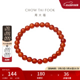 周大福中国风 优雅大方 红玉髓弹力绳手链手串送礼 EOV1 16.25cm