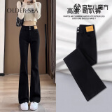 OLDER SEA黑色高腰显瘦喇叭裤女2025年春夏新款小个子微喇牛仔裤子女 黑色 27 /M 建议95-108斤