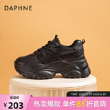 达芙妮老爹鞋女2025新款夏季女鞋薄款网面透气厚底小白鞋百搭休闲运动鞋 黑色【四季网面款】 37