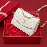 蔻一（Cnoles）包包真牛皮女士大容量单肩斜挎包高端链条小方包生日礼物送女友