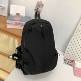 丛林鸟新品轻便旅行包小背包女休闲书包小型双肩包男学生上课iPad平板包 黑色中号【黑球】