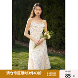 独束大码女装甜美优雅氛围感连衣裙2024夏装新款气质方领吊带裙子 鸢尾花-吊带裙 M (尺码：1)