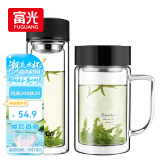 富光双层耐热杯子茶隔款玻璃杯泡茶办公水杯男女便携玻璃茶杯玻璃套装