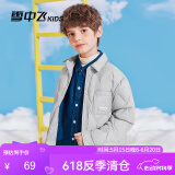 雪中飞童装儿童羽绒服2024秋冬新款男童中大童女童网格衬衫式轻薄羽绒服 高级灰 160