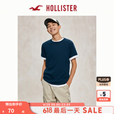 HOLLISTER24夏款经典小海鸥情侣基础款短袖T恤男装女装KI324-4042 深蓝色 M (180/100A)