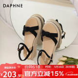 达芙妮（DAPHNE）凉鞋女一字带厚底沙滩女鞋2025夏季新款平底舒适休闲单鞋罗马鞋女 黑色 跟高4cm 36