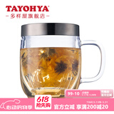 多样屋耐热玻璃杯茶隔茶水分离杯带把杯办公室家用学生玻璃水杯过滤泡茶 睿派 410ml