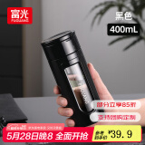 富光茶水分离杯水杯高硼硅玻璃杯泡茶杯男士防烫耐高温防摔便携 400ml黑色 （带滤网）