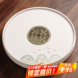 初伍茶盘家用办公会客国潮风茶具茶托盘圆型客厅陶瓷功夫茶台干泡盘