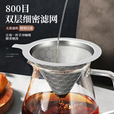 Mongdio咖啡过滤器咖啡滤网超细加密不锈钢手冲咖啡滤杯免滤纸咖啡粉漏斗 1-2人份 双层过滤网-800目蜂窝版