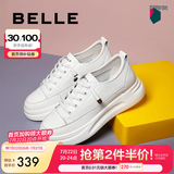 百丽（Belle）小白鞋女鞋商场款厚底增高一脚蹬单鞋透气休闲鞋U8N1DAM3预售 白色 34 (220mm)