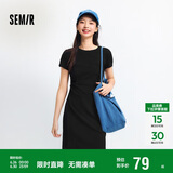 森马（Semir）连衣裙女圆领收腰弹力针织裙2025夏刺绣休闲短裙辣妹109325114001
