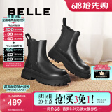 百丽（Belle）切尔西靴女商场同款黑色英伦皮靴短靴X2G2DDD3 黑色 35 (225mm)