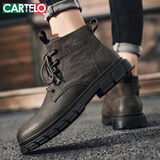 卡帝乐鳄鱼（CARTELO）马丁靴男款英伦2025秋冬季复古工装靴男士高帮皮靴子男登山鞋