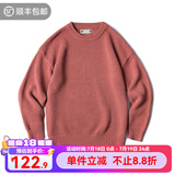马登工装 美式复古重磅菠萝纹粗毛衣加厚实圆领落肩休闲针织衫男 加州橙 M