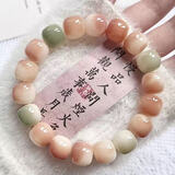 沐玛白玉菩提根手链渐变菩提子手串绕指柔盘玩佛珠生日新年礼物男女 雪柠美人-菩提根手串