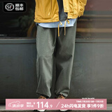 马登工装美式复古Easypants卡其休闲裤军绿色宽松直筒束脚长裤子男夏 灰绿色 M （130-145斤）