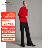 珍贝【售完无补】加厚纯羊绒衫女秋冬新款高领绞花纯色针织衫保暖毛衣 热情红 M M/(100码)