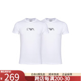阿玛尼（ARMANI）奢侈品男装 男装短袖t恤男士时尚休闲修身薄款微弹短袖T恤两件装 白色 L 150-160斤