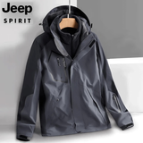 JEEP SPIRIT冲锋衣男女同款户外三合一两件套抓绒内胆防风保暖防泼水夹克外套