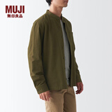 无印良品（MUJI）男式 法兰绒立领衬衫 长袖休闲百搭衬衣男士外套纯棉全棉ACA75C1A 卡其绿 S  （165/84A）