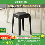 全友家居小方凳子可叠放家用结实耐用软包高脚移动塑料板凳KD 黑色|软垫凳*4